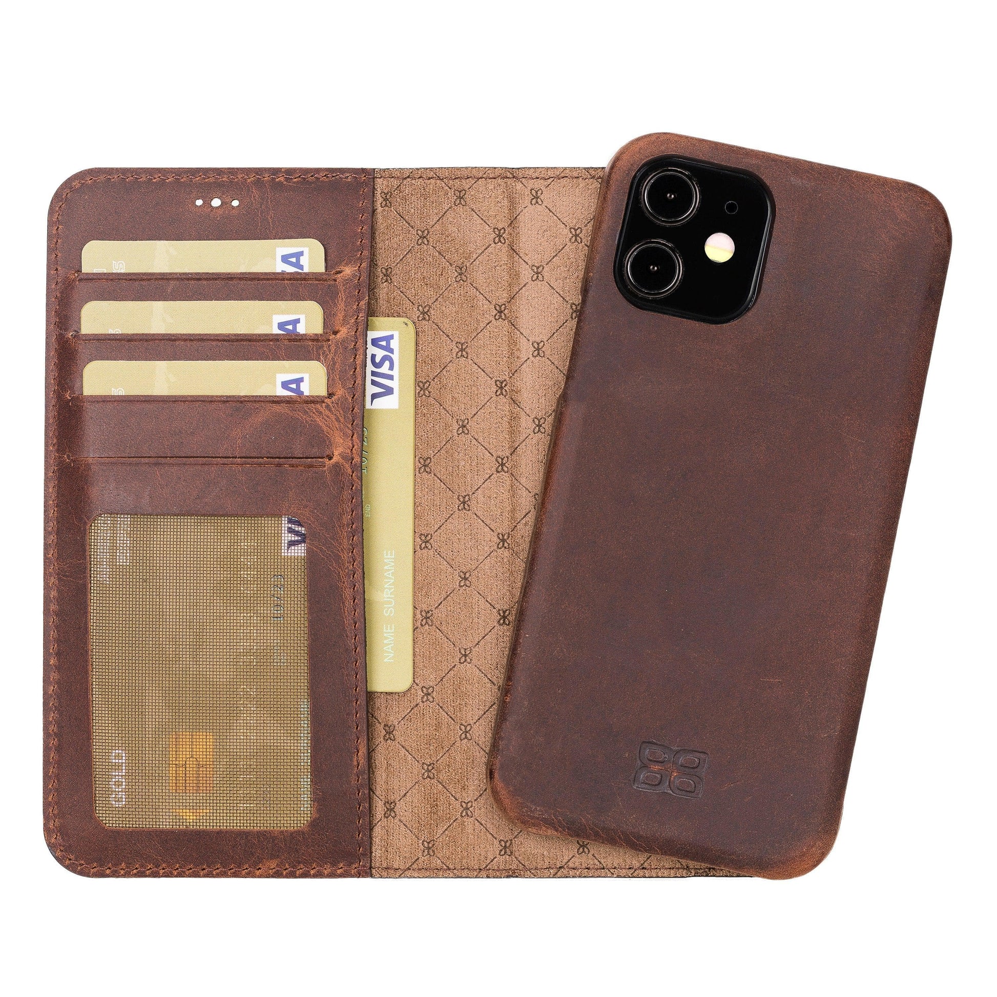 Bouletta F360 Magnetic Detachable Leather Wallet Cases for Apple iPhone 12 Series iPhone 12 Pro / Dark Brown