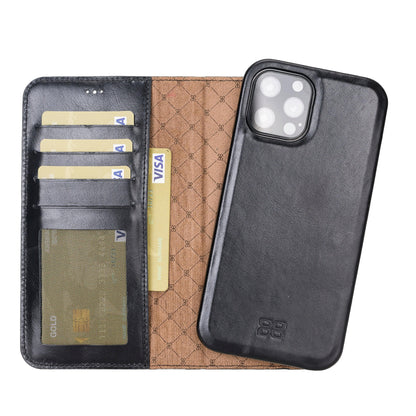 Bouletta F360 Magnetic Detachable Leather Wallet Cases for Apple iPhone 12 Series iPhone 12 Promax / Black