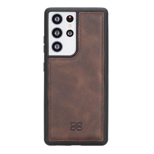 Bouletta Flex Cover Back Leather Cases for Samsung Galaxy S21 Series S21 Ultra 6.8" / Dark Brown