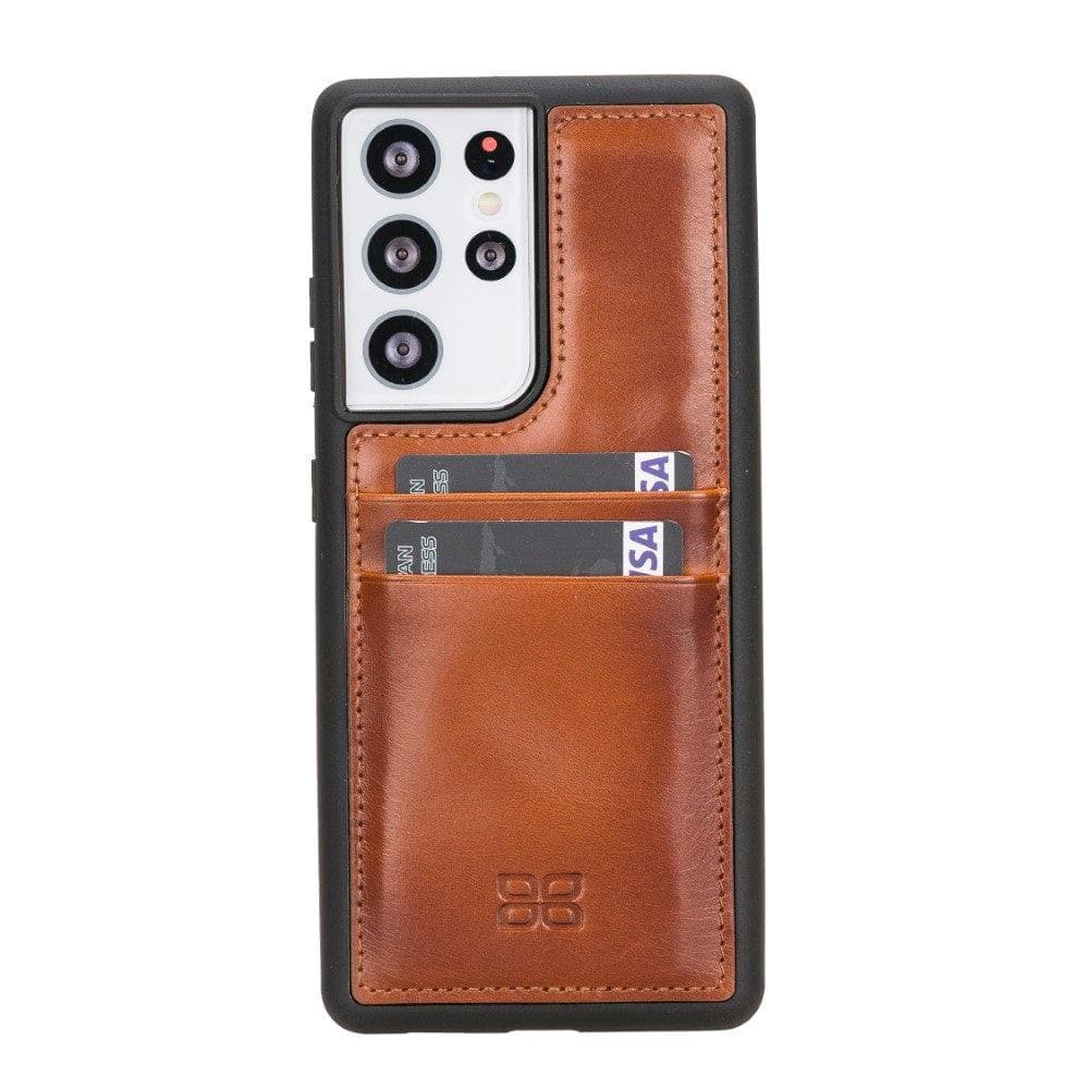 Bouletta Flex Cover Back with Card Holder Leather Cases for Samsung Galaxy S21 Series S21 Ultra 6.8" / Tan