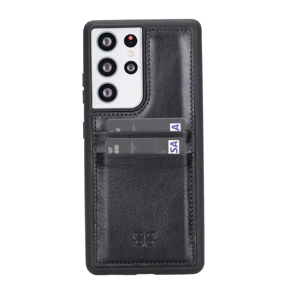 Bouletta Flex Cover Back with Card Holder Leather Cases for Samsung Galaxy S21 Series S21 Ultra 6.8" / Black