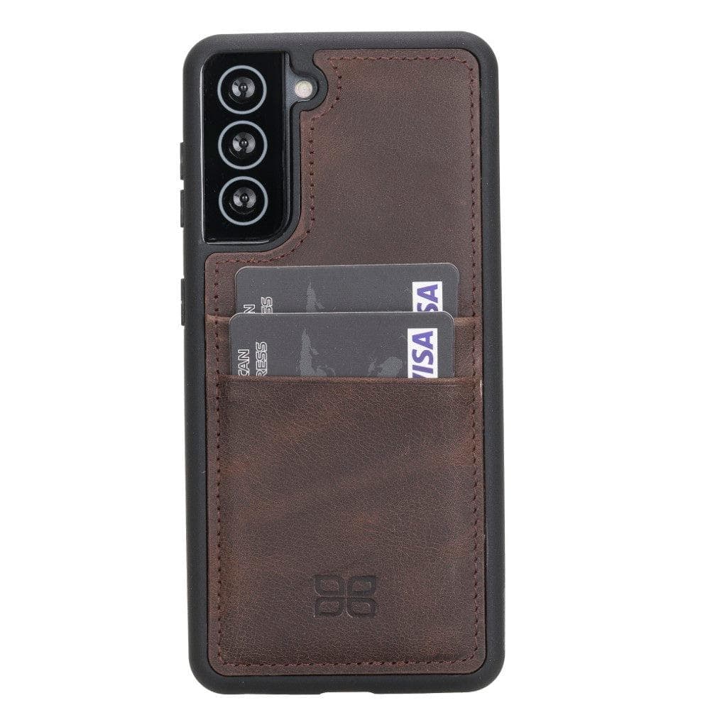 Bouletta Flex Cover Back with Card Holder Leather Cases for Samsung Galaxy S21 Series S21 6.2" / Dark Brown