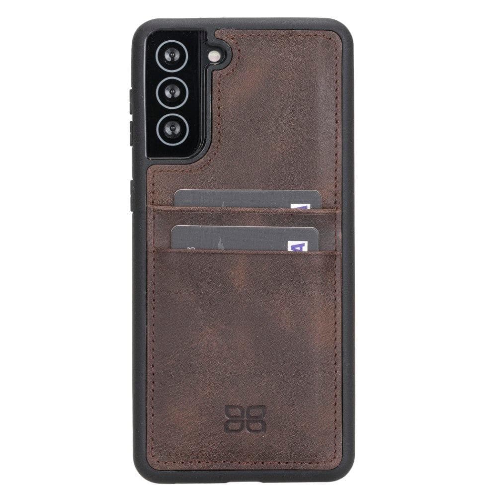 Bouletta Flex Cover Back with Card Holder Leather Cases for Samsung Galaxy S21 Series S21 Plus 6.7" / Dark Brown