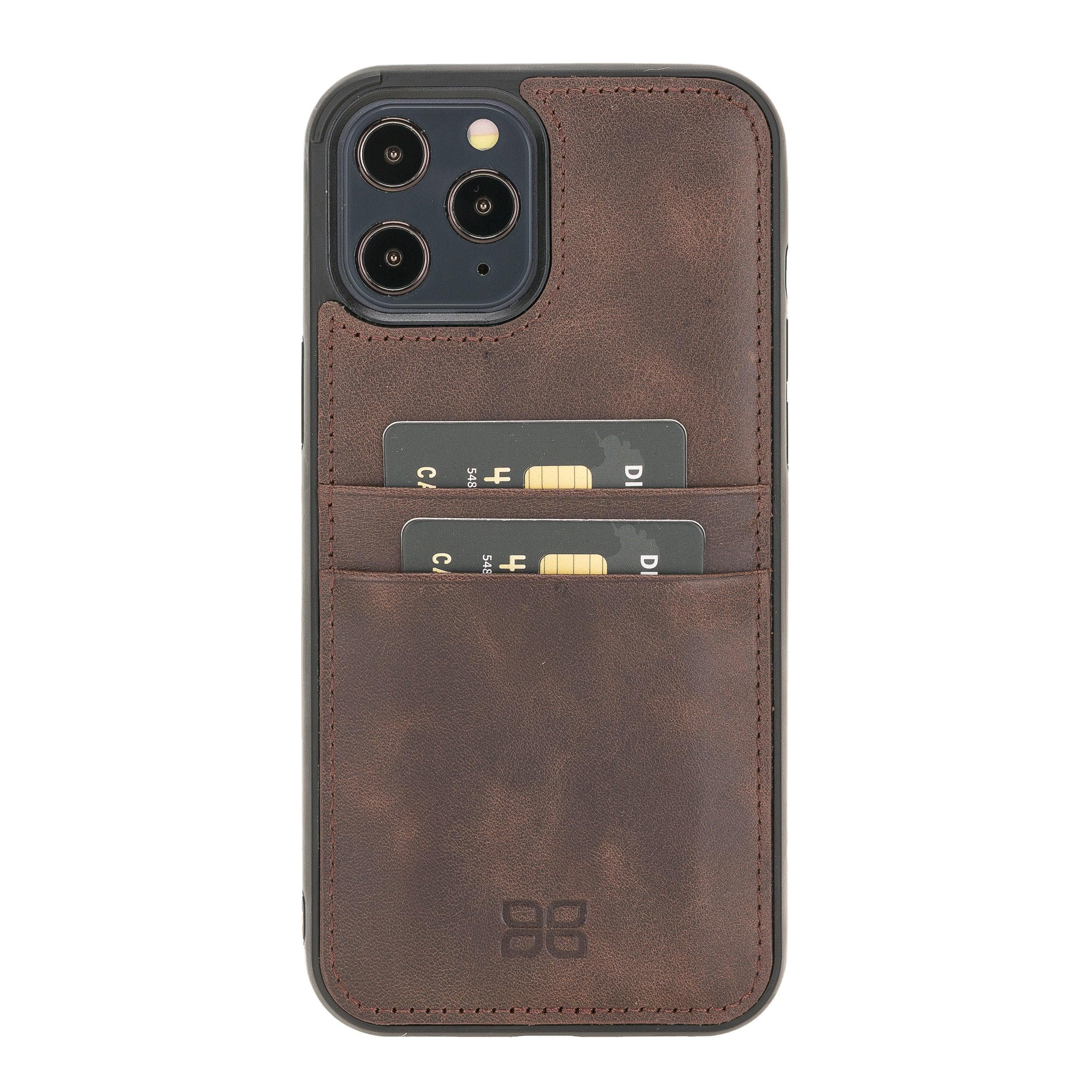 Bouletta Flexible Leather Back Cover with Card Holder for iPhone 12 Series iPhone 12 Pro Max / Dark Brown