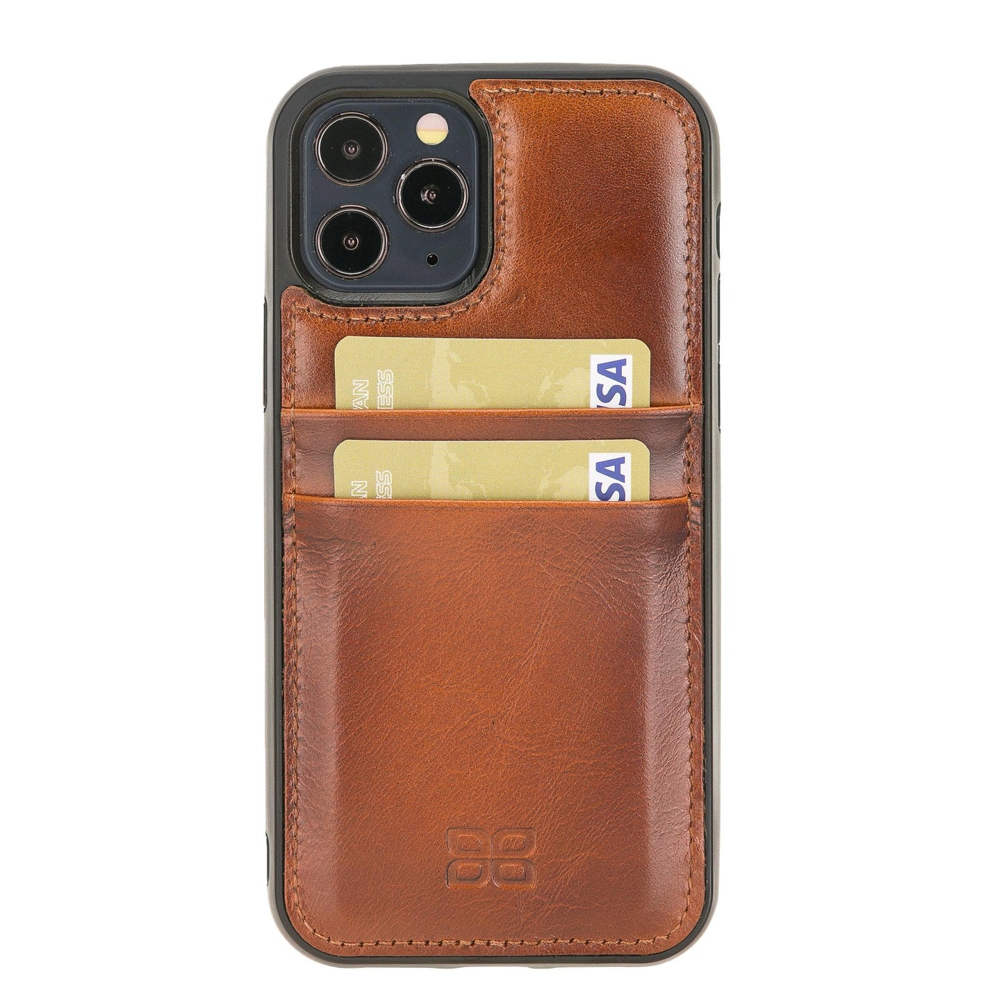 Bouletta Flexible Leather Back Cover with Card Holder for iPhone 12 Series iPhone 12 Pro / Tan