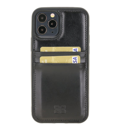 Bouletta Flexible Leather Back Cover with Card Holder for iPhone 12 Series iPhone 12 Pro / Black