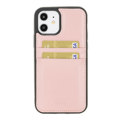 Bouletta Flexible Leather Back Cover with Card Holder for iPhone 12 Series iPhone 12 Pro / Pink