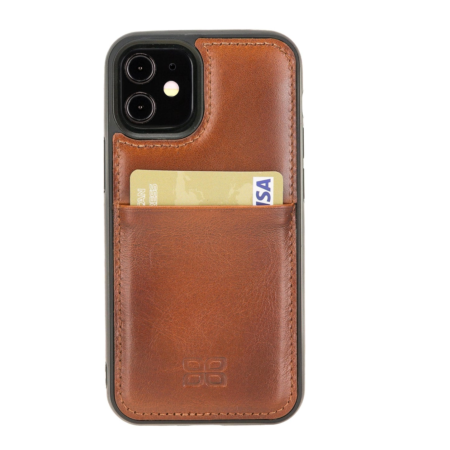 Bouletta Flexible Leather Back Cover with Card Holder for iPhone 12 Series iPhone 12 Mini / Tan