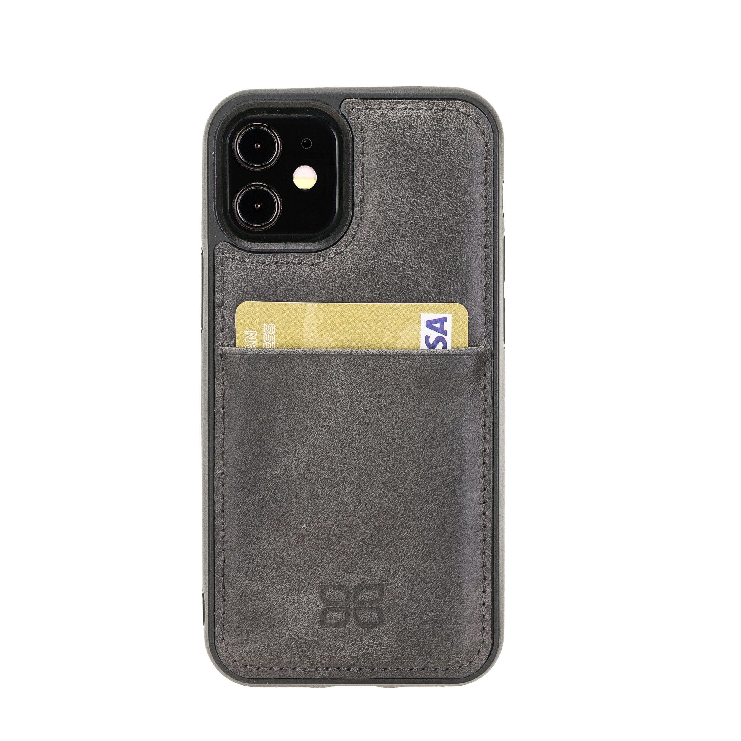 Bouletta Flexible Leather Back Cover with Card Holder for iPhone 12 Series iPhone 12 Mini / Grey