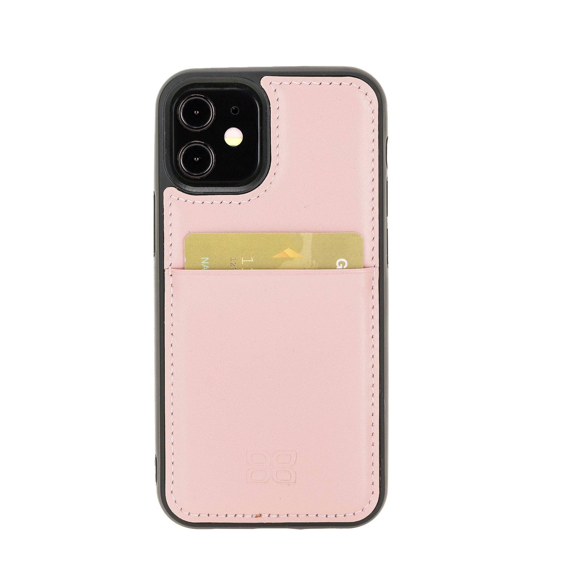 Bouletta Flexible Leather Back Cover with Card Holder for iPhone 12 Series iPhone 12 Mini / Pink