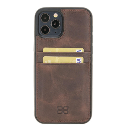 Bouletta Flexible Leather Back Cover with Card Holder for iPhone 12 Series iPhone 12 Pro / Dark Brown