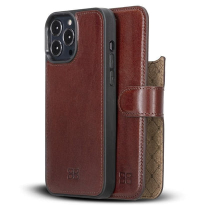 Bouletta Limited Edition Apple iPhone 13 Pro Max and iPhone 13 Pro Detachable Leather Wallet Case Maroon / iPhone 13 Pro Max 6.7"