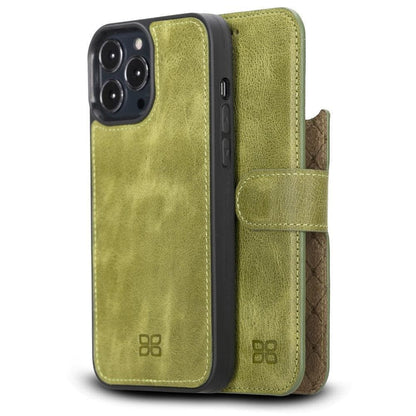 Bouletta Limited Edition Apple iPhone 13 Pro Max and iPhone 13 Pro Detachable Leather Wallet Case Yellow Green / iPhone 13 Pro Max 6.7"