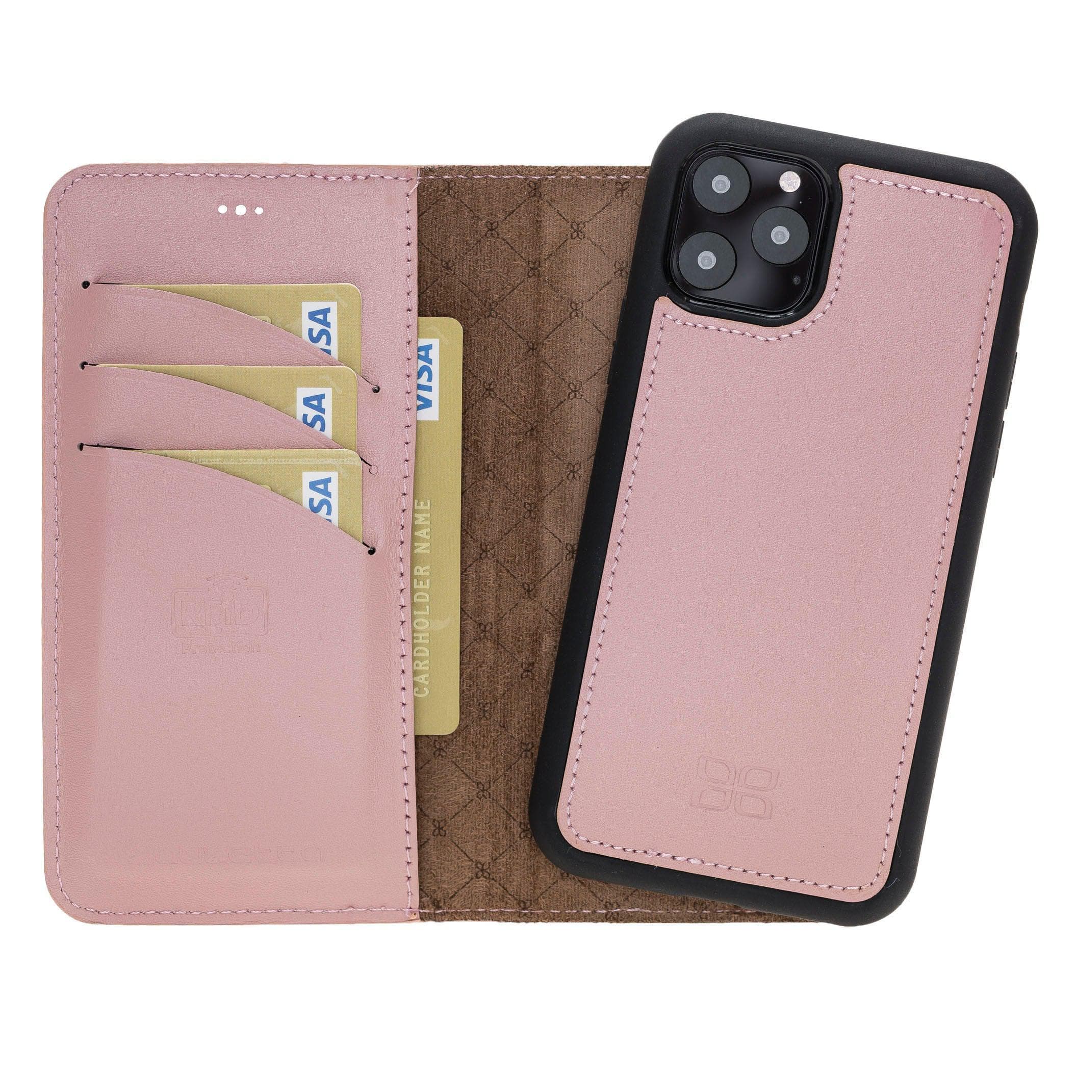 Bouletta Magnetic Detachable Leather Phone Case for Apple iPhone 11 Series iPhone 11 Pro / Pink