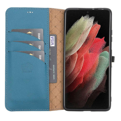 Bouletta Magnetic Detachable Leather Wallet Cases for Samsung Galaxy S21 Series S21 Ultra 6.8" / Blue