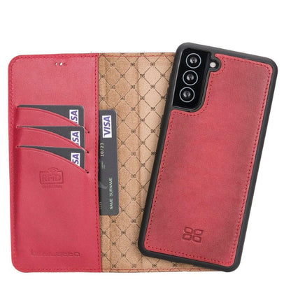 Bouletta Magnetic Detachable Leather Wallet Cases for Samsung Galaxy S21 Series S21 Plus 6.7" / Red