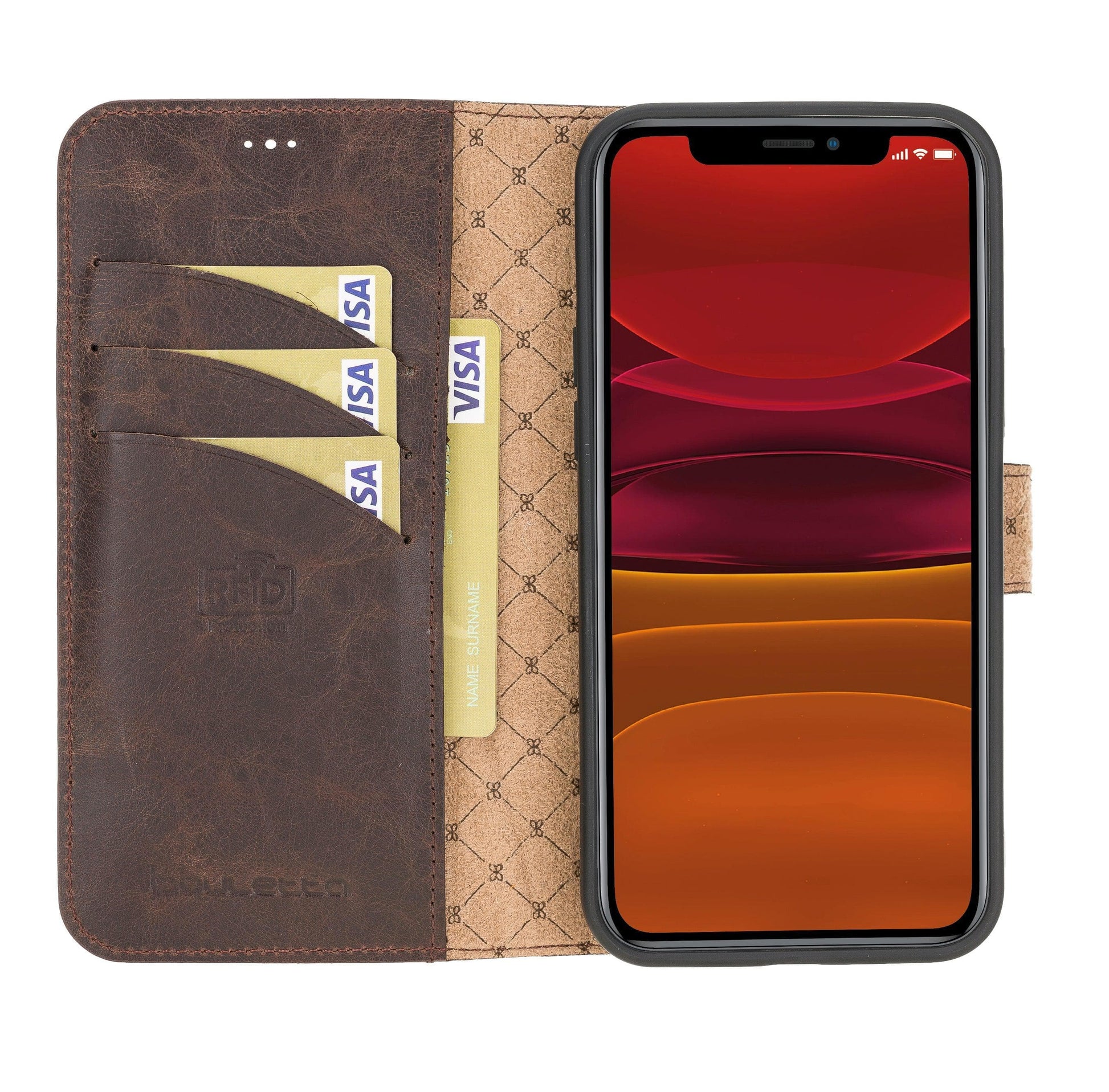 Bouletta Non Detachable Leather Wallet Cases for Apple iPhone 12 Series iPhone 12 Pro - iPhone 12 / Dark Brown