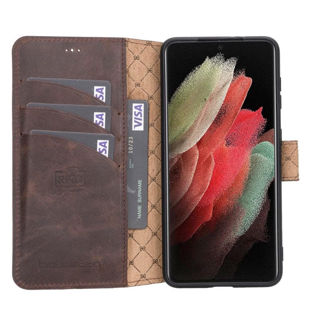 Bouletta Non-Detachable Leather Wallet Cases for Samsung Galaxy S21 Series S21 Plus 6.7" / Dark Brown