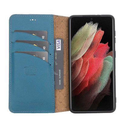 Bouletta Non-Detachable Leather Wallet Cases for Samsung Galaxy S21 Series S21 Plus 6.7" / Blue