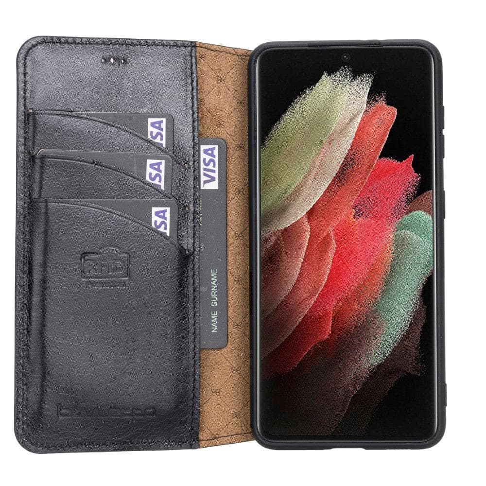 Bouletta Non-Detachable Leather Wallet Cases for Samsung Galaxy S21 Series S21 6.2" / Black