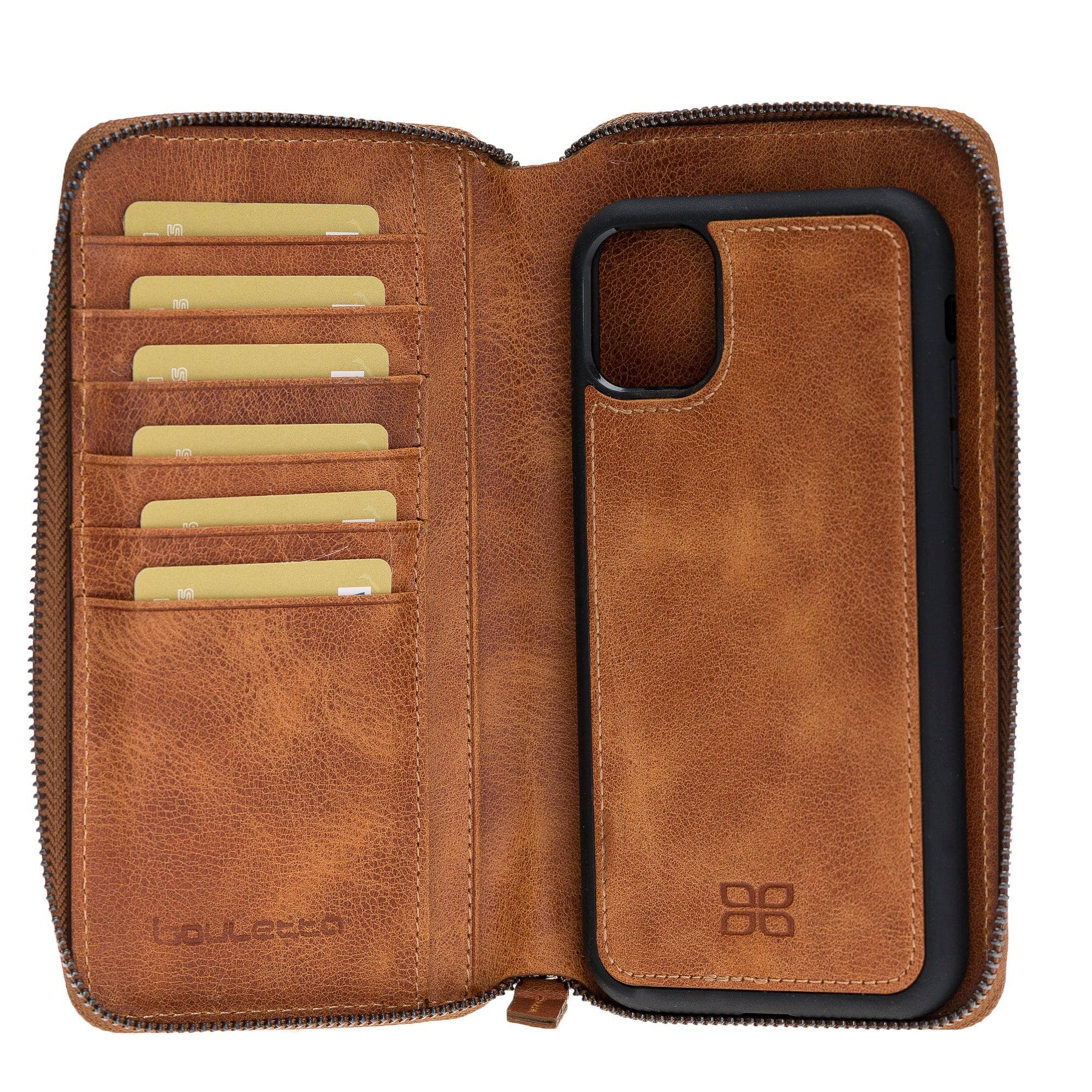 Bouletta Pouch Magnetic Detachable Leather Wallet Case For Apple iPhone 11 Series İPhone 11 Promax 6.5" / Vegetal Tan