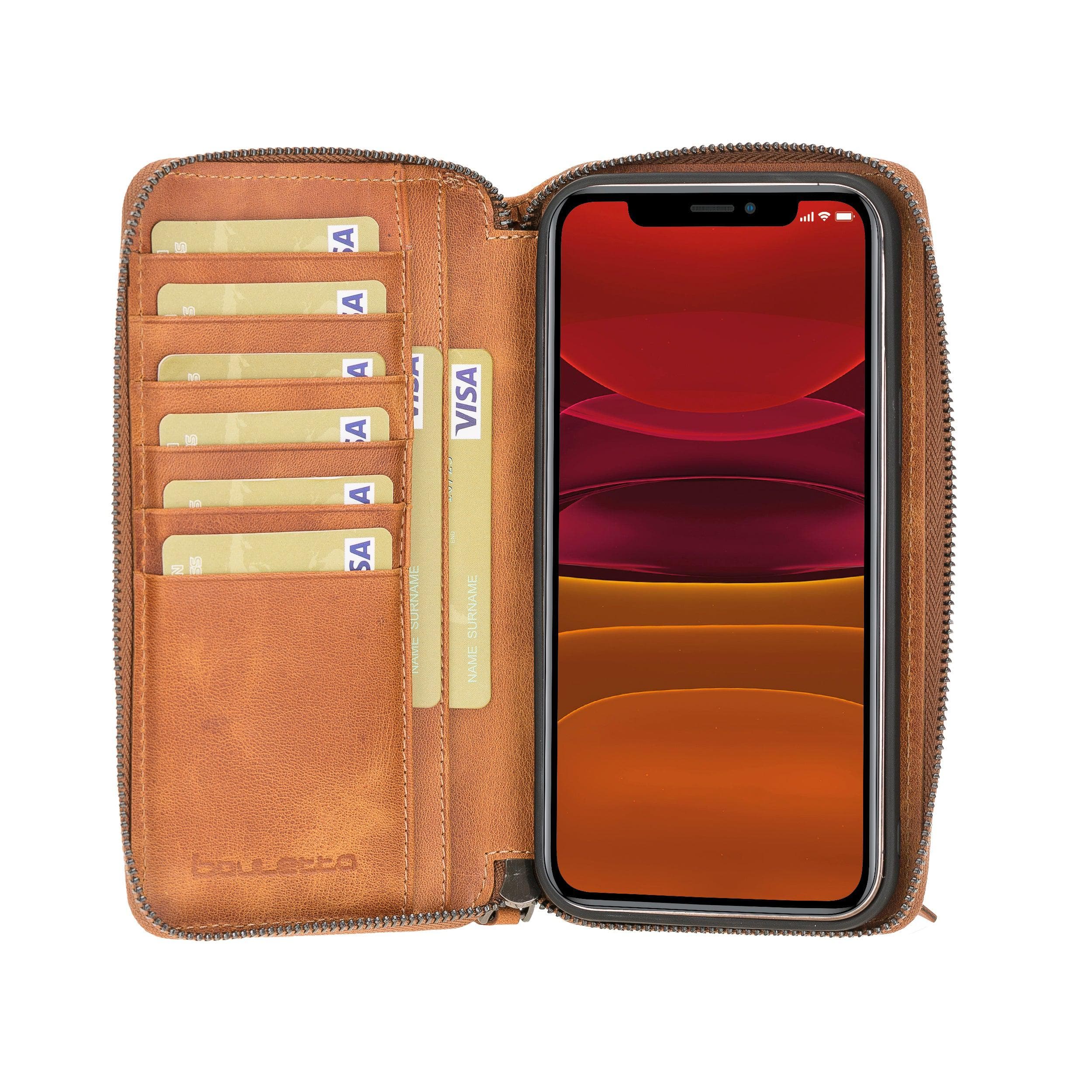 Bouletta Detachable Leather Zipper Wallet Cases for Apple iPhone 12 Series iPhone 12 Pro Max / Tiguan Tan