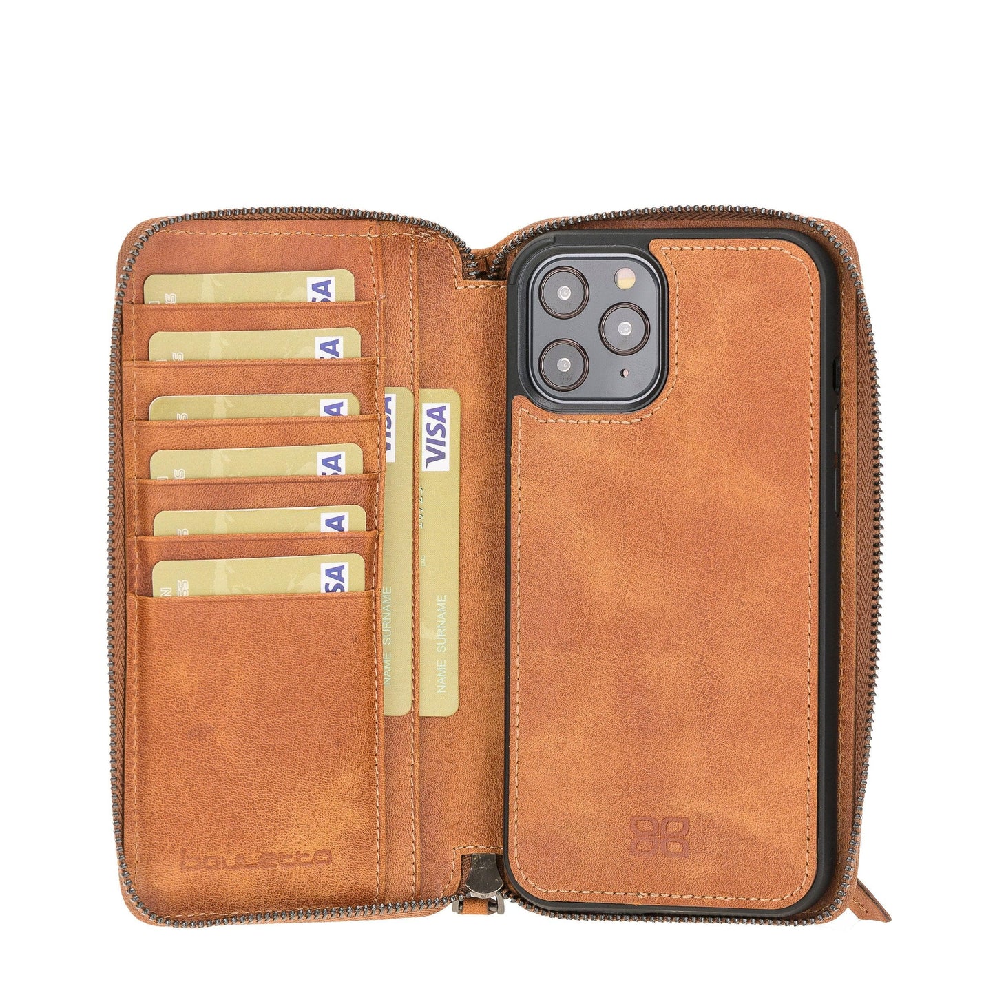 Bouletta Detachable Leather Zipper Wallet Cases for Apple iPhone 12 Series