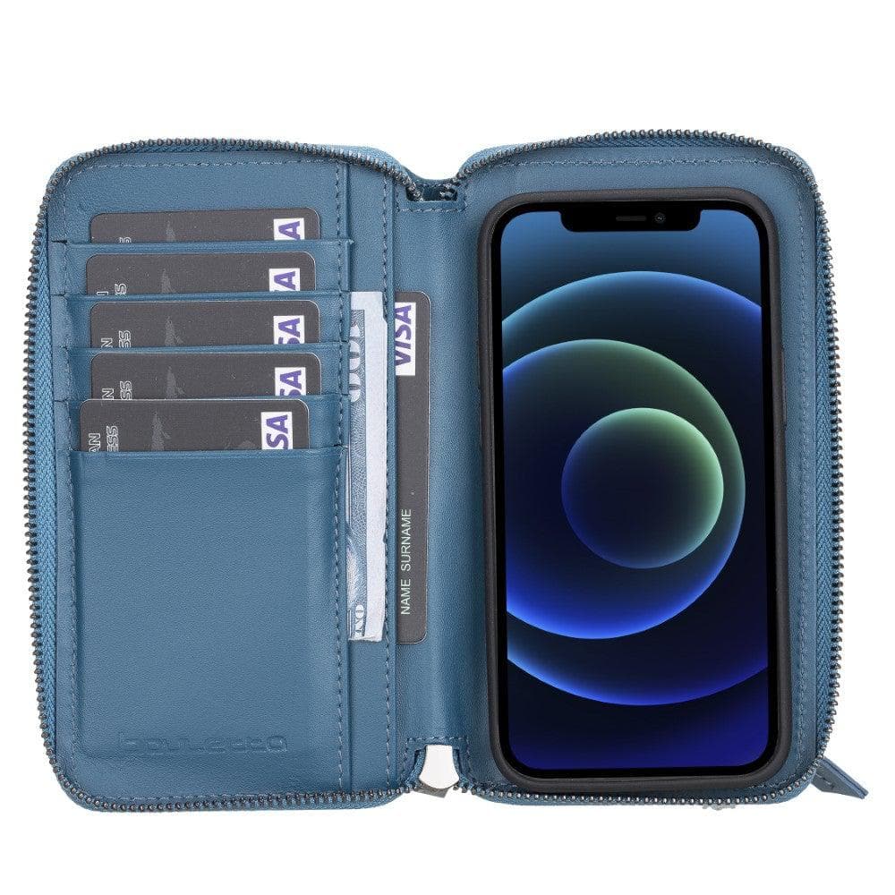 Bouletta Detachable Leather Zipper Wallet Cases for Apple iPhone 12 Series iPhone 12 Mini / Blue