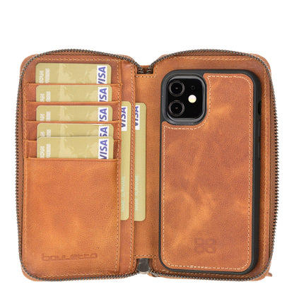 Bouletta Detachable Leather Zipper Wallet Cases for Apple iPhone 12 Series