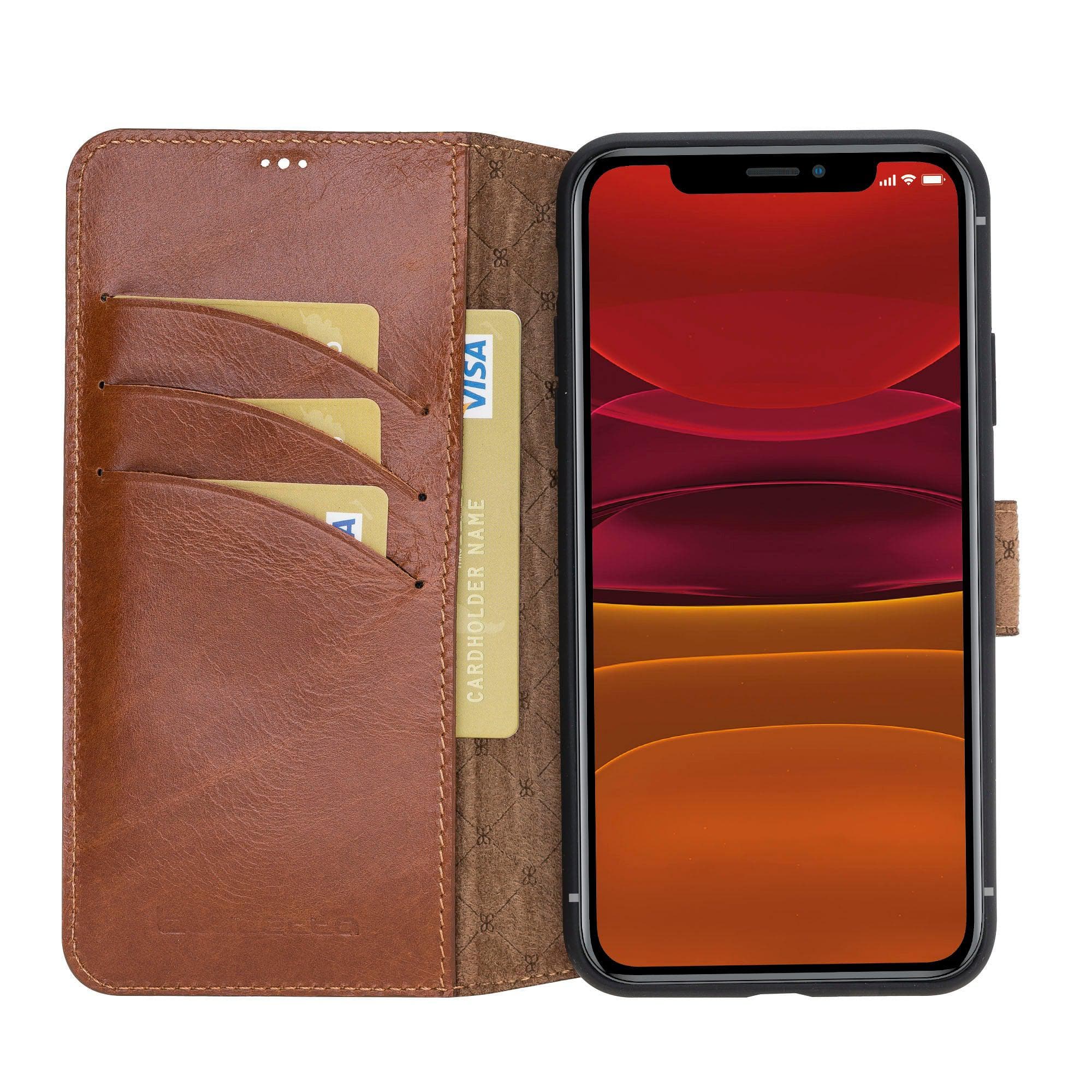 Bouletta Wallet Folio with ID Slot Leather Wallet Case For Apple iPhone 11 Series İPhone 11 Promax / Tan