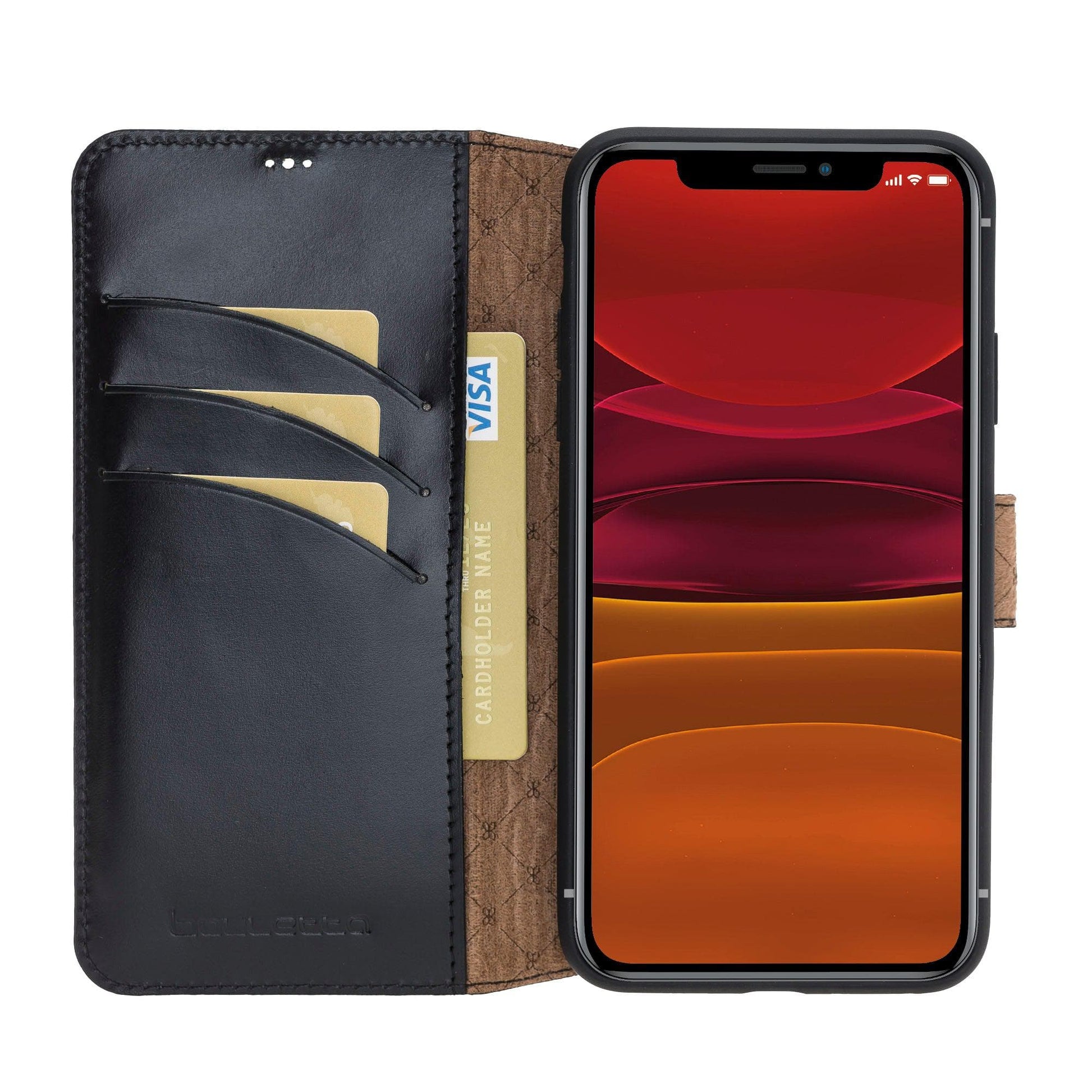 Bouletta Wallet Folio with ID Slot Leather Wallet Case For Apple iPhone 11 Series İPhone 11 Promax / Black