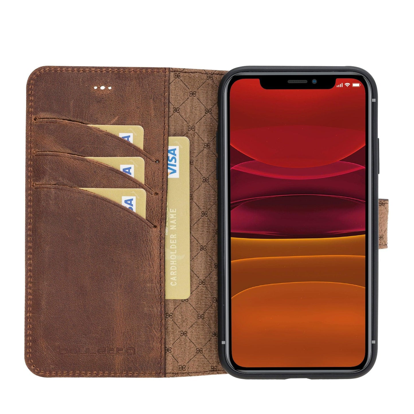 Bouletta Wallet Folio with ID Slot Leather Wallet Case For Apple iPhone 11 Series İPhone 11 Promax / Antic Brown