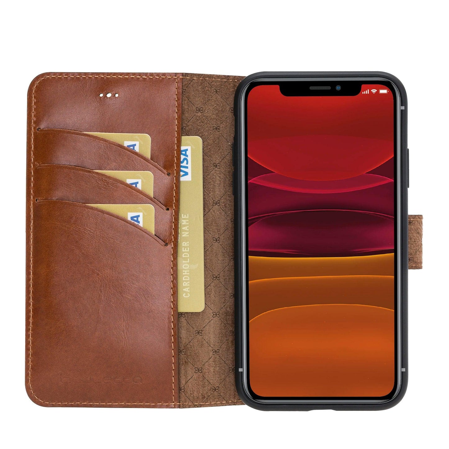 Bouletta Wallet Folio with ID Slot Leather Wallet Case For Apple iPhone 11 Series iPhone 11 Pro / Tan