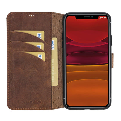 Bouletta Wallet Folio with ID Slot Leather Wallet Case For Apple iPhone 11 Series iPhone 11 Pro / Antic Brown