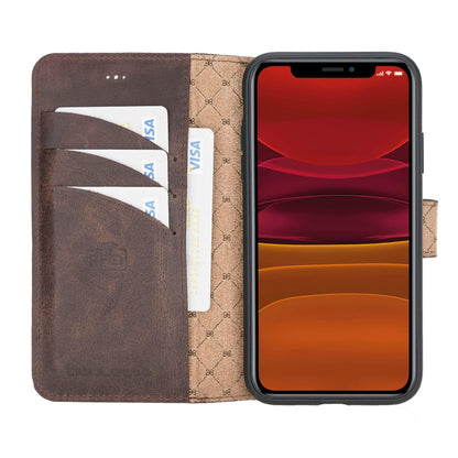 Bouletta Wallet Folio with ID Slot Leather Wallet Case For Apple iPhone 11 Series İPhone 11 / Dark Brown