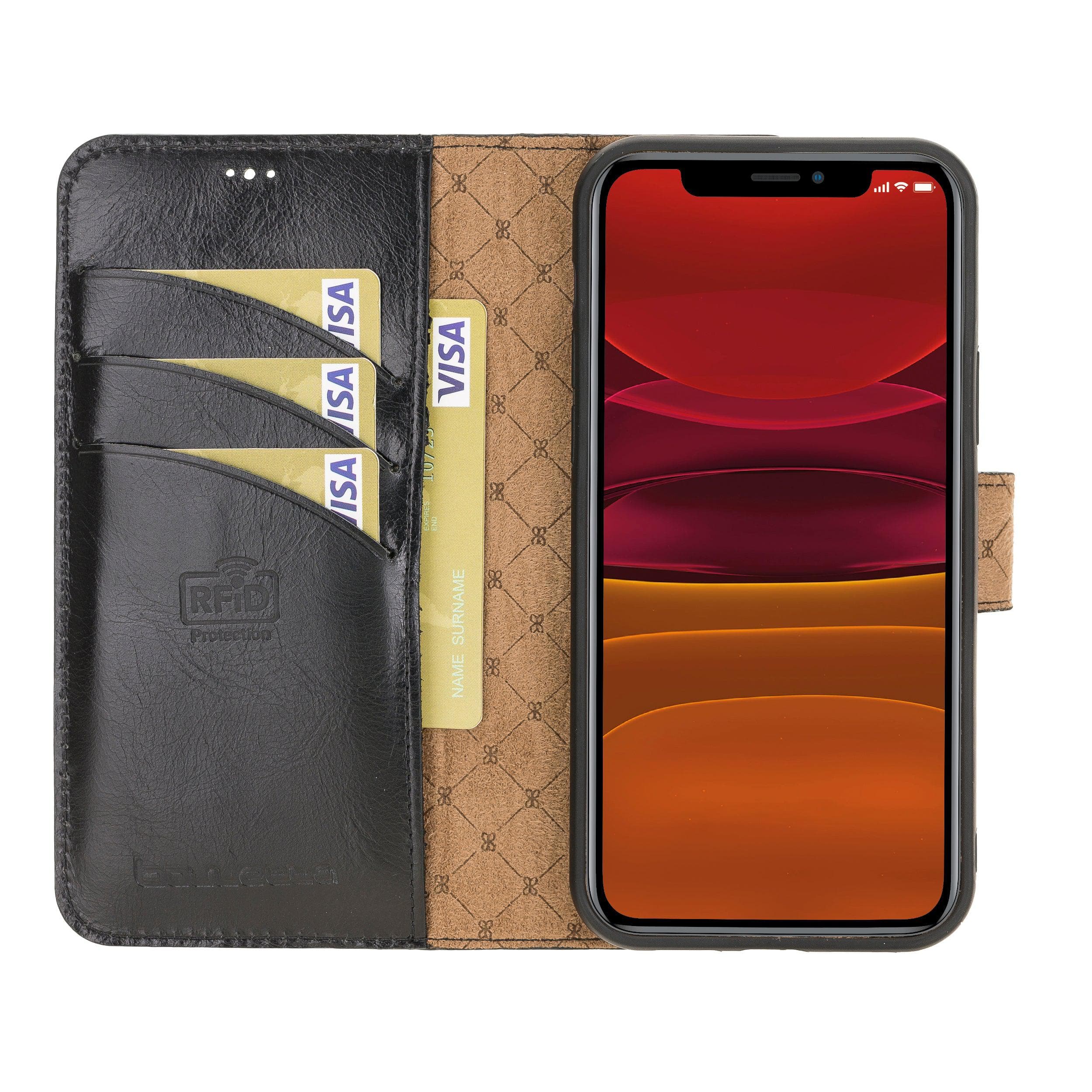 Bouletta Non Detachable Leather Wallet Cases for Apple iPhone 12 Series iPhone 12 Pro Max / Black