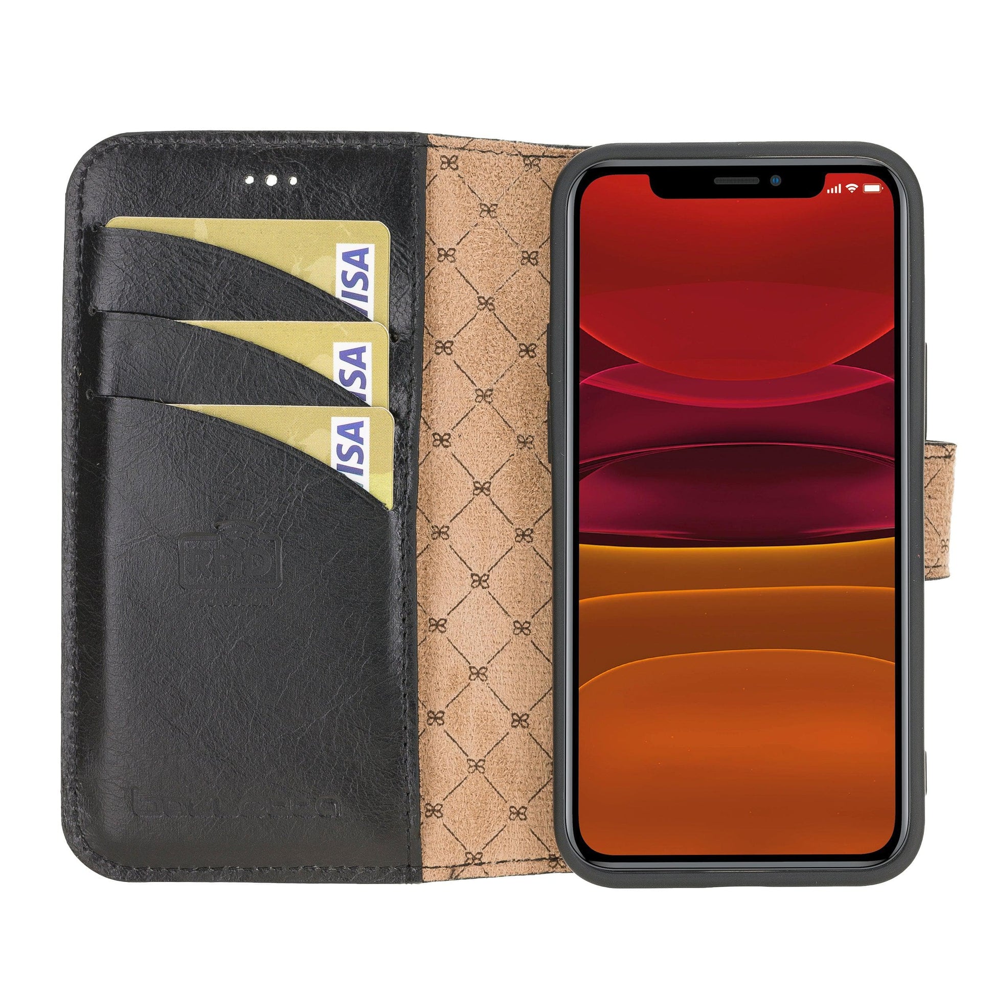 Bouletta Non Detachable Leather Wallet Cases for Apple iPhone 12 Series iPhone 12 Mini / Black