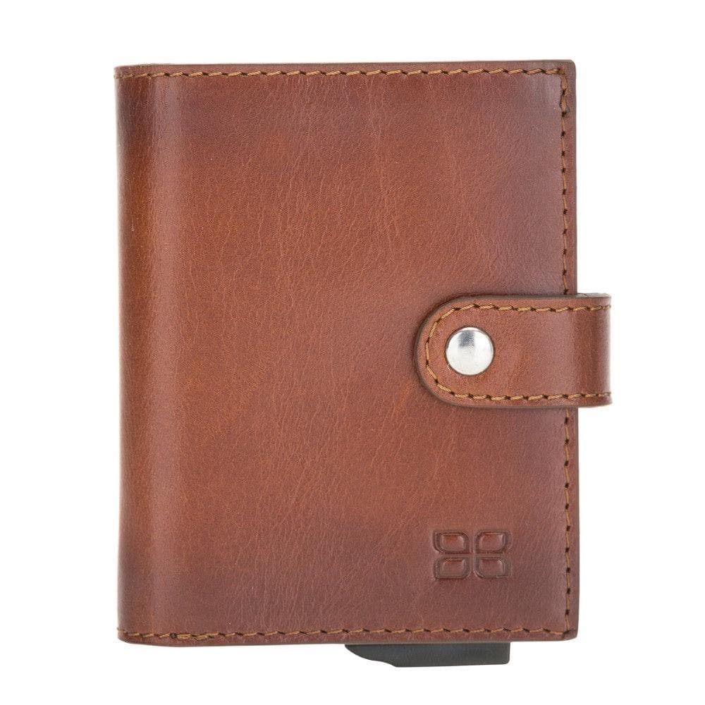 Bouletta Palermo Zip Mechanical Leather Card Holder Rustic Tan