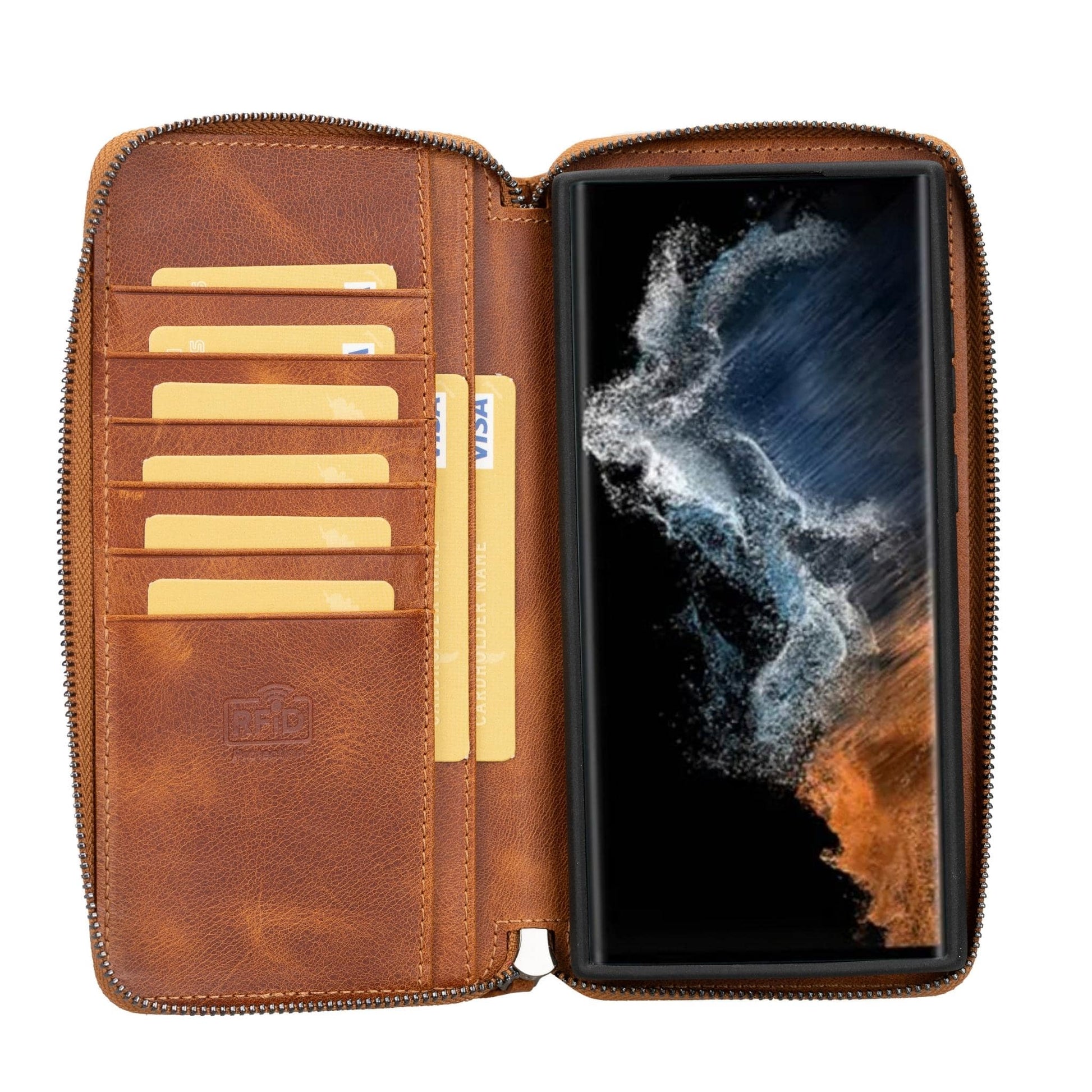 Bouletta Samsung Galaxy S23 Series Zippered Leather Wallet Cases - PMW