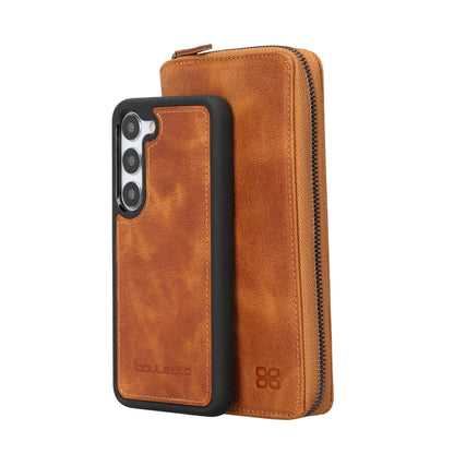 Bouletta Samsung Galaxy S23 Series Zippered Leather Wallet Cases - PMW Galaxy S23 Plus / Tan