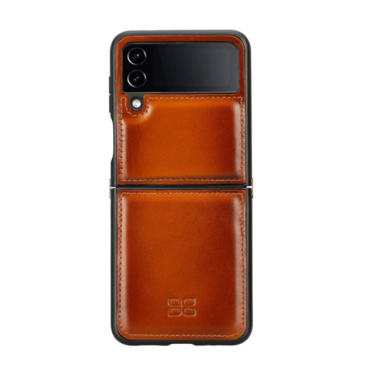 Bouletta Samsung Galaxy Z Flip 4 Leather Back Cover Case - FXC Tan / Samsung Galaxy Z Flip 4