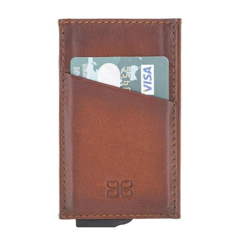 Bouletta Torres Leather Mechanical Card Holder Rustic Tan With Effect