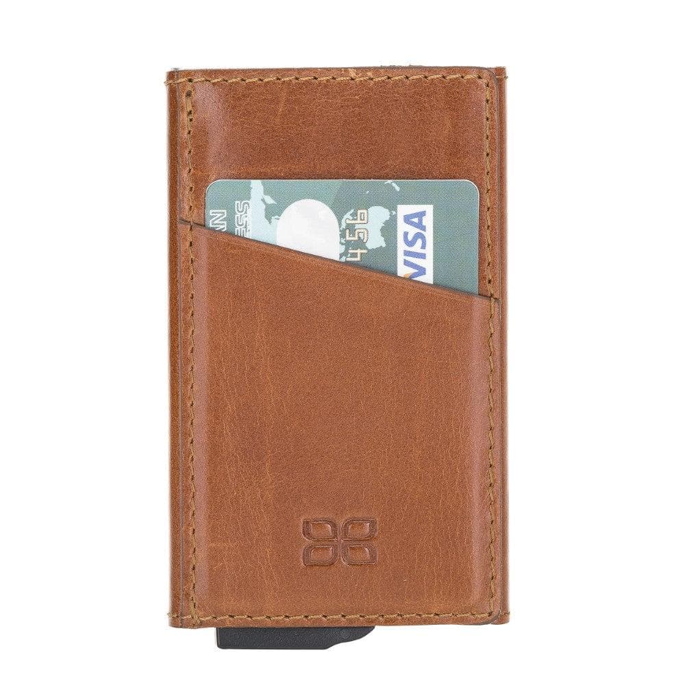 Bouletta Torres Leather Mechanical Card Holder Rustic Tan