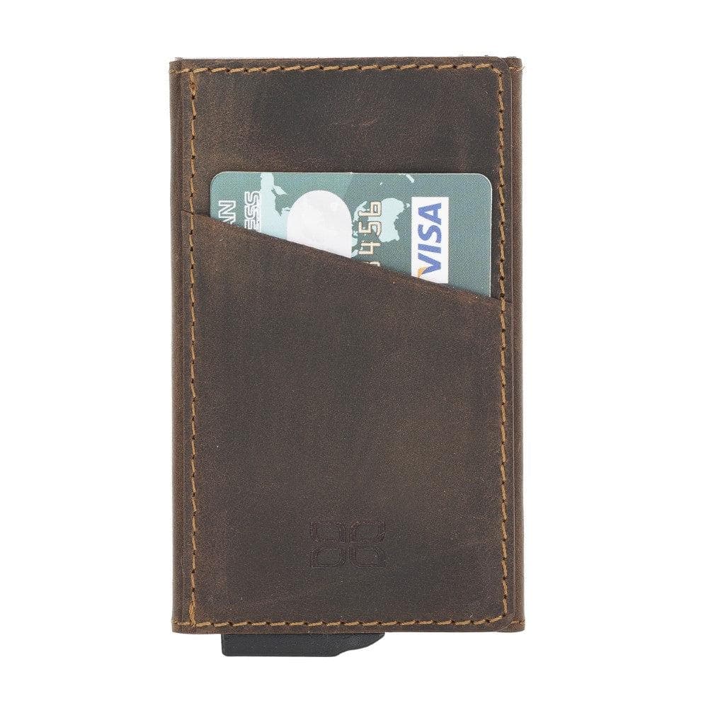 Bouletta Torres Leather Mechanical Card Holder Antic Dark Brown