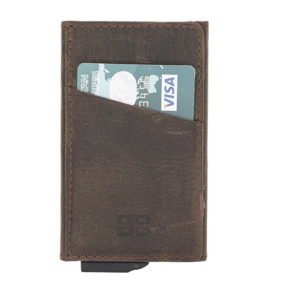 Bouletta Torres Leather Mechanical Card Holder Antic Brown