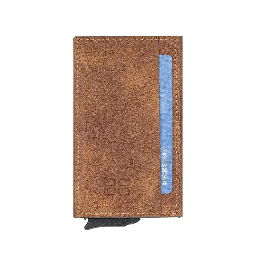 Bouletta Torres Leather Mechanical Card Holder Tifuan Tan