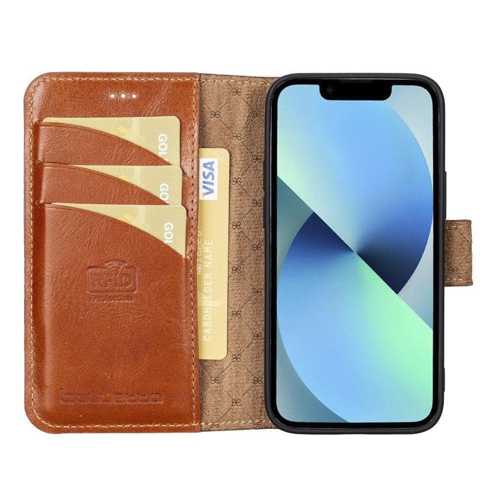 Bouletta Wallet Folio with ID Slot Leather Wallet Case For Apple iPhone 13 Series iPhone 13 Mini 5.4 / Rustic Tan