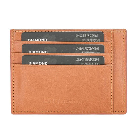 Bouletta Handmade and Personalized Minimaalist Geniuine Leather Card Holder - BLWL18 Orange