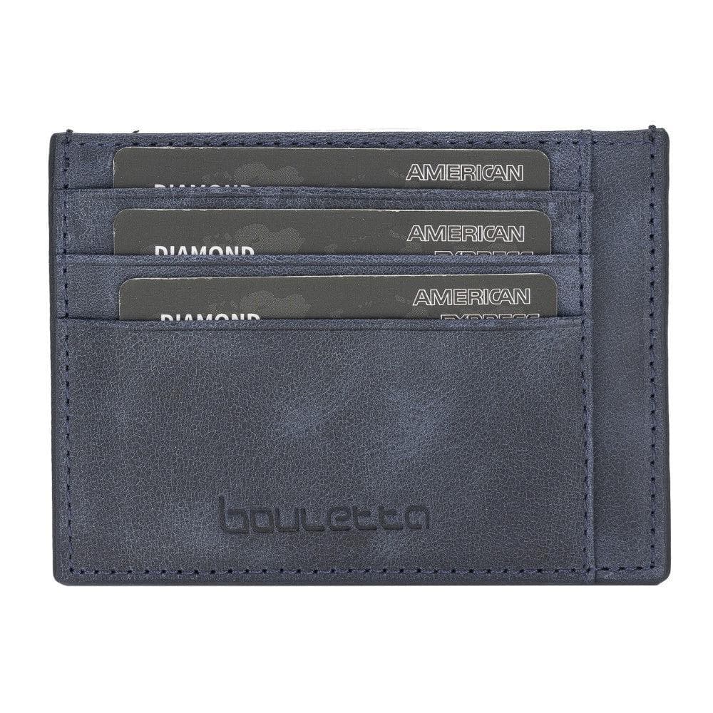 Bouletta Handmade and Personalized Minimaalist Geniuine Leather Card Holder - BLWL18 Dark Blue