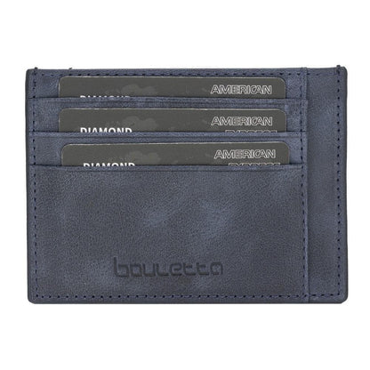 Bouletta Handmade and Personalized Minimaalist Geniuine Leather Card Holder - BLWL18 Dark Blue